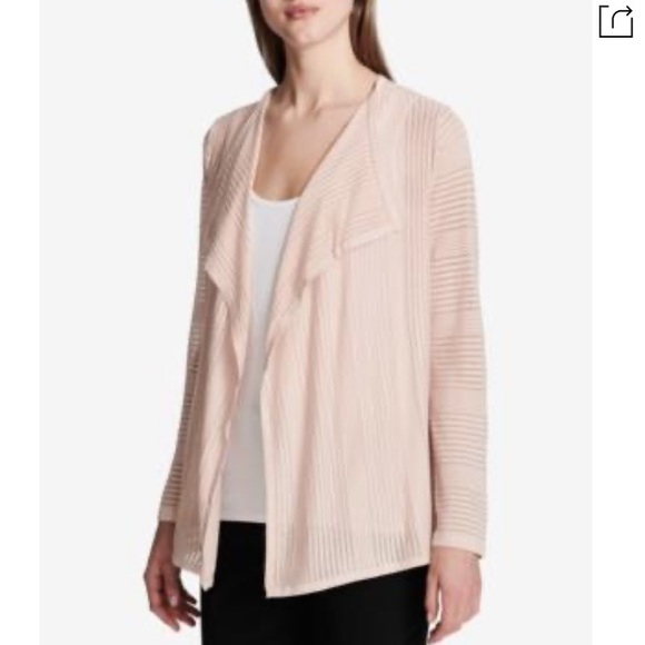 Calvin Klein sheer open front Cardigan blush - Picture 2 of 9